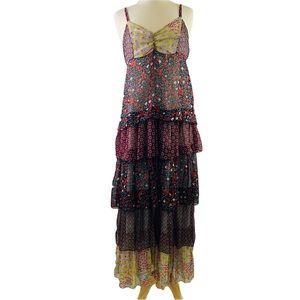 TCEC mixed print layered maxi dress